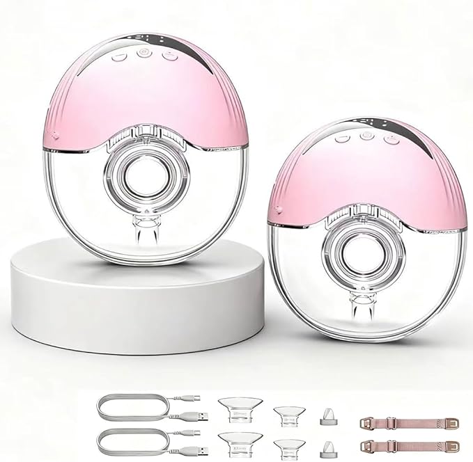 Electric Breast Pump,My-375 4 Modes & 12 Levels,Hands Free Breast Pump,Memory Function,Quiet Portable Pump,Strong Suction,Rechargeable,Double-Sealed Flange Sizes (19/21/24mm) (Light Color 2 Pack)