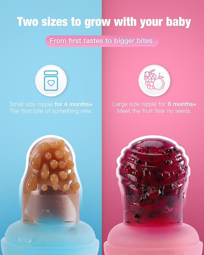 Baby Fruit Feeder & Popsicle Molds Tray Combo, New Born Must Haves and Babies Led Weaning Supplies for Safe Infant Self Feeding, 4+ Month (Pink)