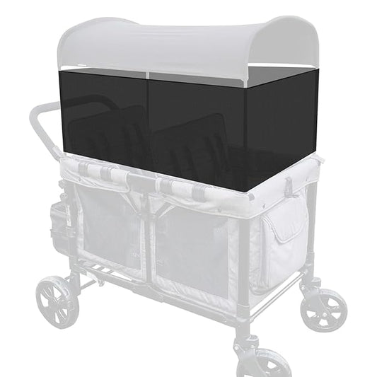4-Sided Lightweight Elastic Mesh Sunshade Fence Compatible for Wonderfold W4/W2 Wagon Stroller All Models,Not Obstructing Vision Sunshade Net (Black)