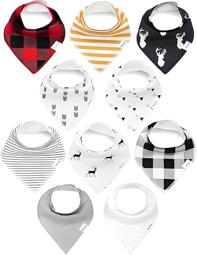 Organic Cotton Baby Bibs for Boys, Girls - Soft Drooling and Teething Bibs - Absorbent, Adjustable Bib for Toddlers