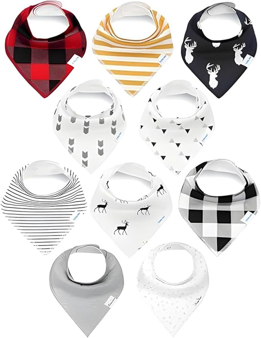 Organic Cotton Baby Bibs for Boys, Girls - Soft Drooling and Teething Bibs - Absorbent, Adjustable Bib for Toddlers