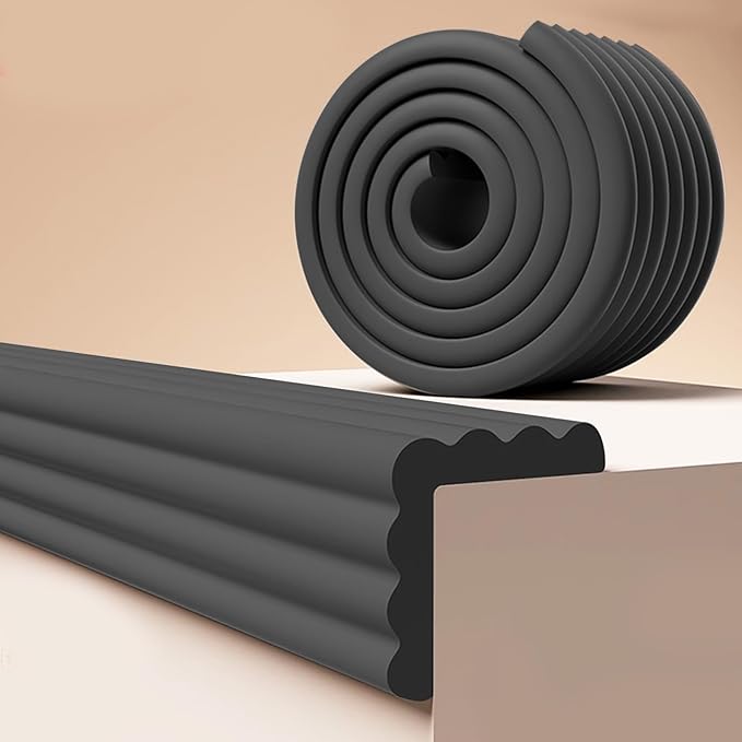 【6.56 Ft】 Baby Edge and Corner Guards - Soft Foam Table Bumper Strip, 3.15inch Wide Furniture Protector for Baby Proofing Table, Fireplace, Wall, Desk (Black)