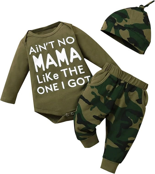 Newborn Infant Baby Clothes Long Sleeve Romper + Pants + Hat 3PCS Outfits Set