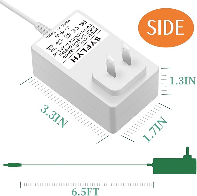 Power Cord for Happiest Baby Snoo Smart Sleeper Bassinet Compatible with Model CGSW30-120-2000ll CGSW301202000ll Replacement Snoo 12V2A Charging Cord