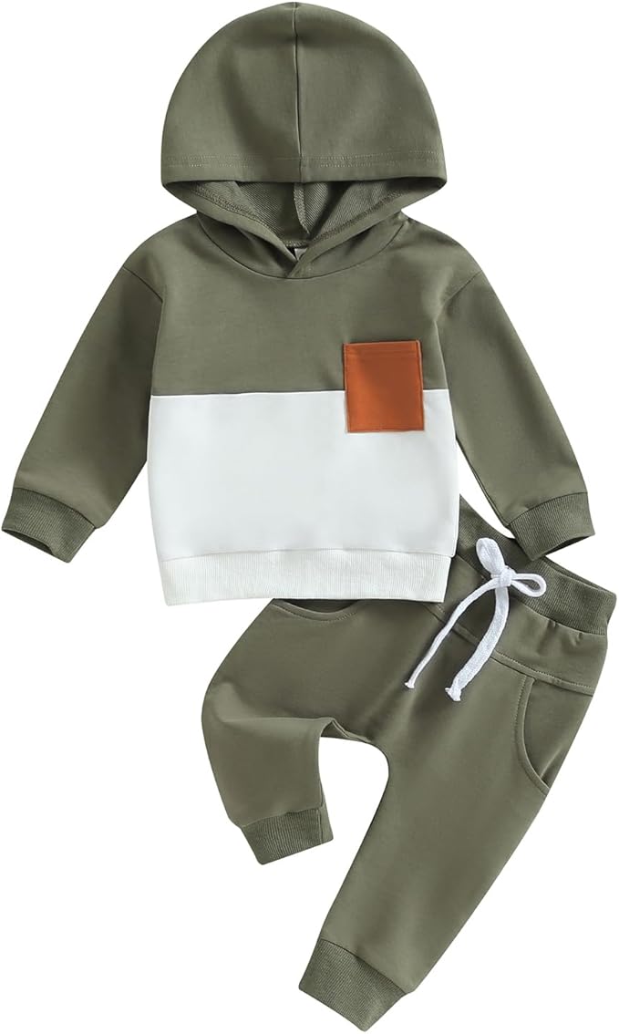 2Pcs Baby Boys Hoodie Tops Pants Set Dinosaur Deer Print Sweatsuit Fall Winter Outfits