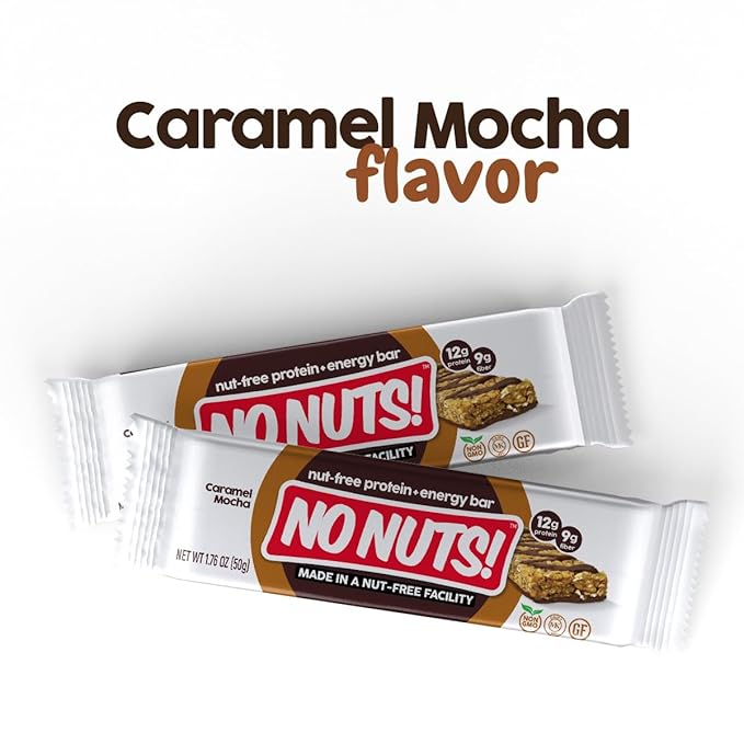 No Nuts! 100% Nut Free Dairy Free Vegan Protein Bars, Chocolate Caramel Mocha 12-Pack, Organic, Kosher, Egg-Free, Non-Gmo & Dairy-Free Protein Bars