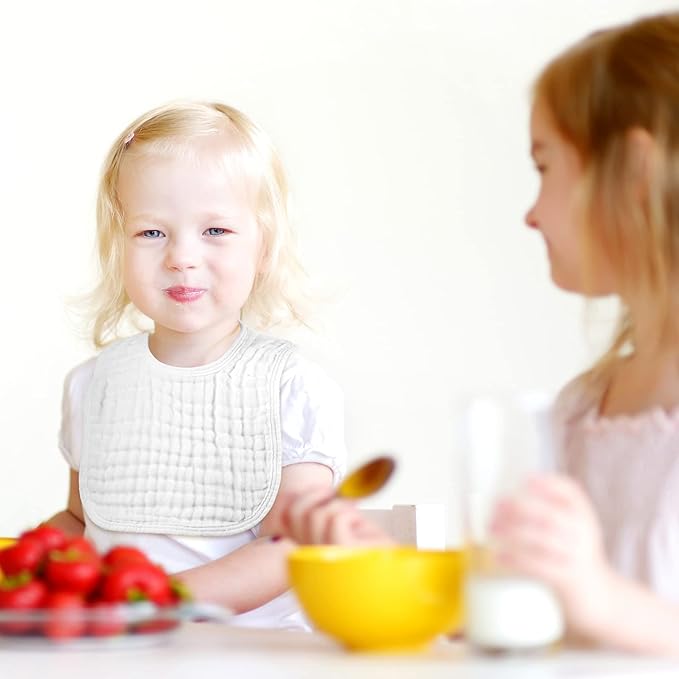 Tallew 8 Pack Baby Bibs and Muslin Burps for Baby Boy Girl Drooling and Teething 20" x 10" Burp Cloths Absorbent Rag Soft Cotton Bibs for Newborn Toddler Infant 0-24 Month Essentials(Dark Color)