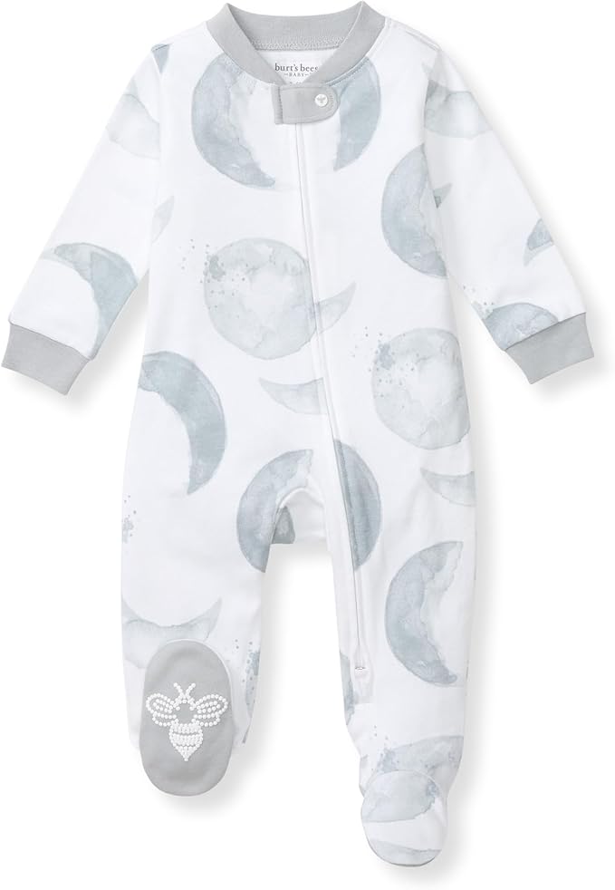 Burt's Bees Baby Baby Girls Pajamas, Zip Front Non-Slip Footed Sleeper Pjs, 100% Organic Cotton