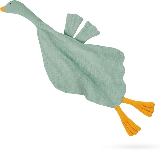 Baby Toys Lovey Blanket Soft Goose Toys for Newborn Essentials 0-6 Months, Sensory Stuffed Animal Security Blanket for Boys and Girls (Goose-Sage)
