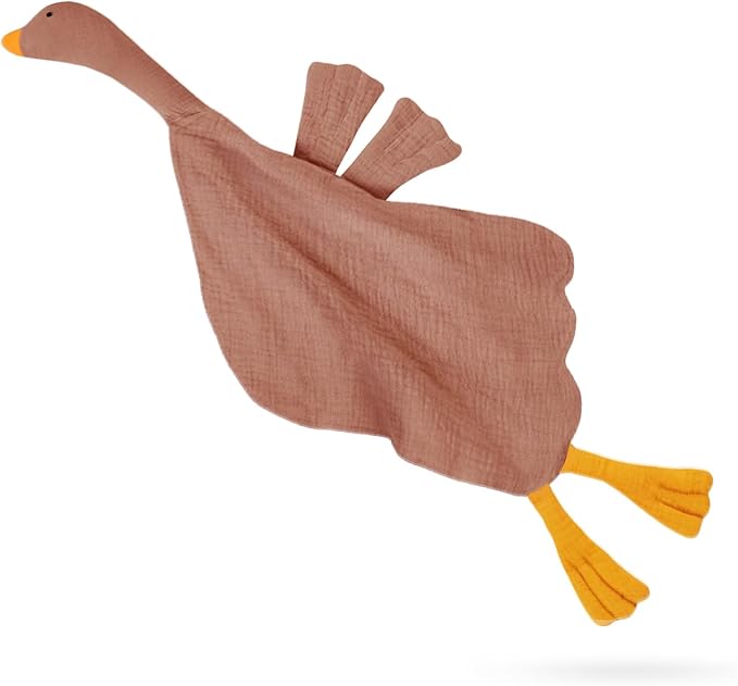 Baby Toys Lovey Blanket Soft Goose Toys for Newborn Essentials 0-6 Months, Sensory Stuffed Animal Security Blanket for Boys and Girls (Goose-Dusty Rose)