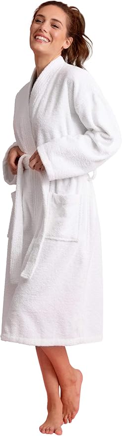 Soft Touch Linen Women's Robe Terry Cloth Kimono Bathrobe Thick 100% Cotton