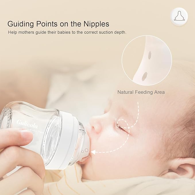 Natural Small Glass Baby Bottle 3 oz, Very Slow Flow Nipple, 1 pk - White