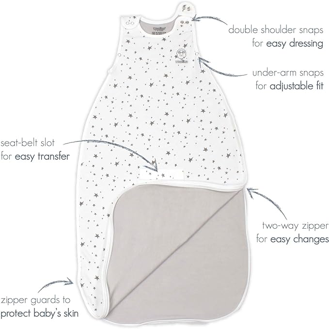 Woolino 4 Season Ultimate Baby Sleeping Bag - Merino Wool and Organic Cotton - Universal Size Adjustable Sleep Sack for Baby - Two-Way Zipper Infant Sleeping Bag (2-24 Months) - Panda