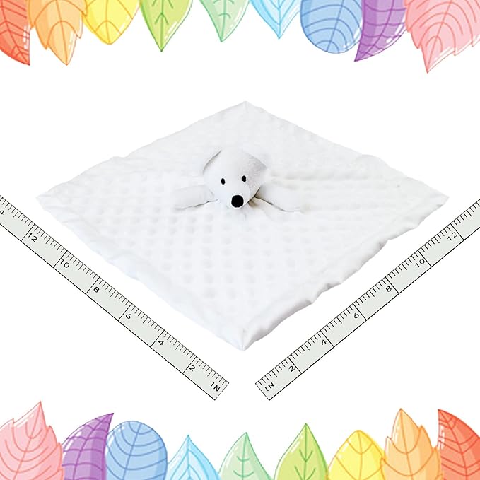 Baby White Polar Bear Soft Stuffed Animal Security Blanket, Plush Polar Bear Character Lovey Blanket, Baby Shower/Nursery Gift, Newborn Infant Toddler Snuggle Blankie for Child, 13 Inches