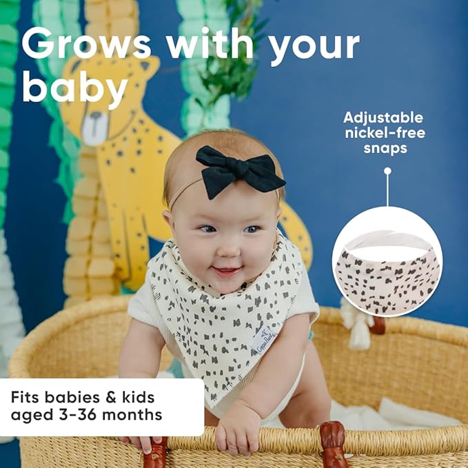 Copper Pearl 4 Pack Soft Cotton Baby Bibs for Drooling and Teething, Absorbent Drool Bibs for Baby Girl and Boy, Adjustable to Fit Newborns to Toddlers, Tons of Styles (Bengal)