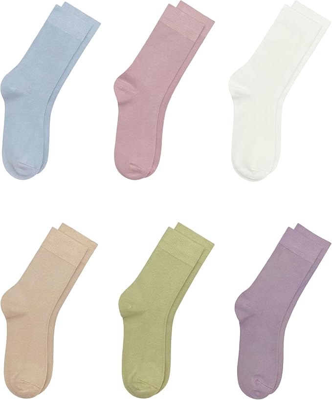 Kids Thin Rayon Bamboo School Crew Socks Uniform Dress Boys/Girls Soft Youth Socks 6 Pairs