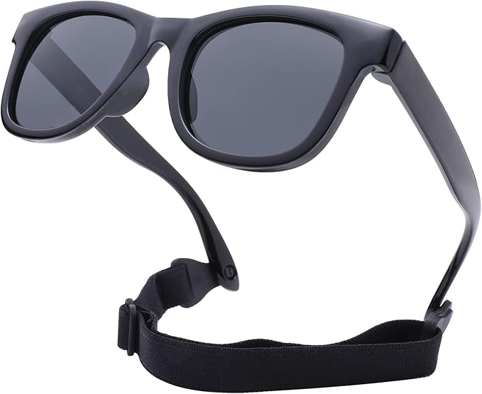 COASION Bendable Flexible Polarized Newborn Baby Sunglasses with Strap for Infant Boys Girls Age 0-12 Months CA8042