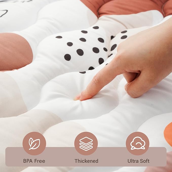 Bunnikins & Clover Baby Play Mats for Floor, 50"x50" Thicken Soft Play Mat, Foldable and Non Slip One-Piece Crawling Mat, Machine Washable Foam Play Mat for Baby, Toddlers Infants, Tummy Time