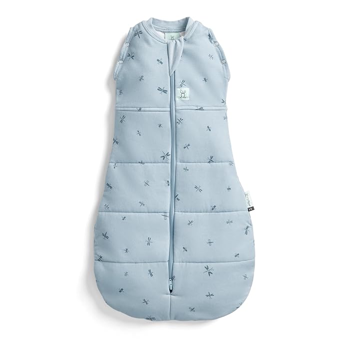 ergoPouch Cocoon Swaddle Sack 1.0 TOG - Baby Sleep Sack, Gentle Snug Fit Helps Calm Startle Reflex, Ideal for Arms In/Out Sleeping, Soft Breathable Fabric for Better Sleep (0-3 Months, Dragonflies)