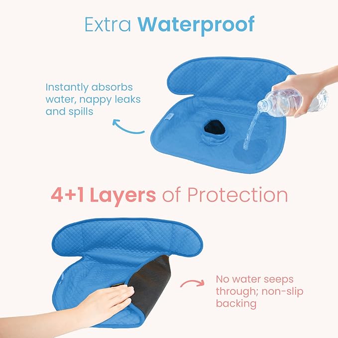 Blue Piddle Pad 2-Pack – Waterproof Car Seat & Stroller Protector for Potty Training Toddlers & Babies, Machine Washable, Anti-Slip Backing, Universal Fit