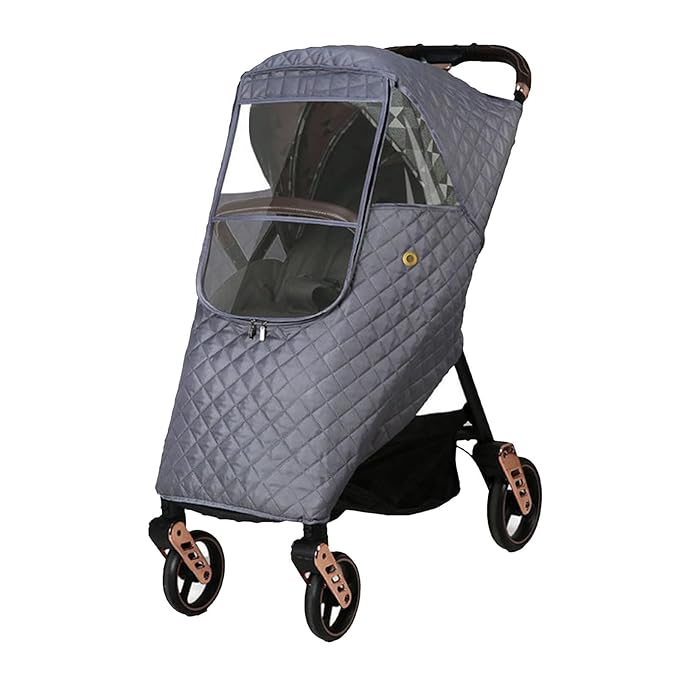 Universal Stroller Rain Cover Winter Pram Buggy Rain Shield Waterproof Windproof Quilted Travel Weather Cover for Baby Stroller Pushchair