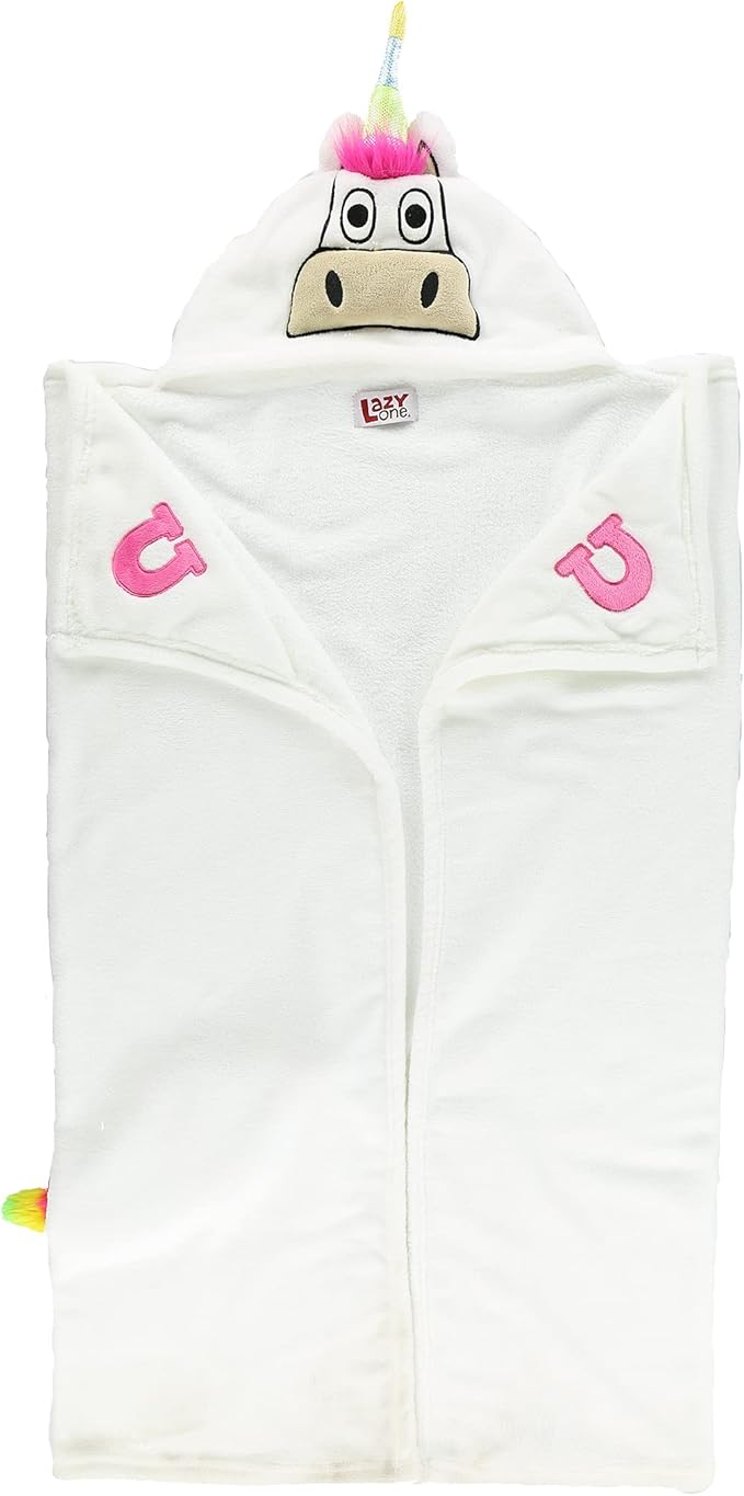 Lazy One Wearable Hooded Blanket for Kids, Animal Hooded Blanket (Unicorn)