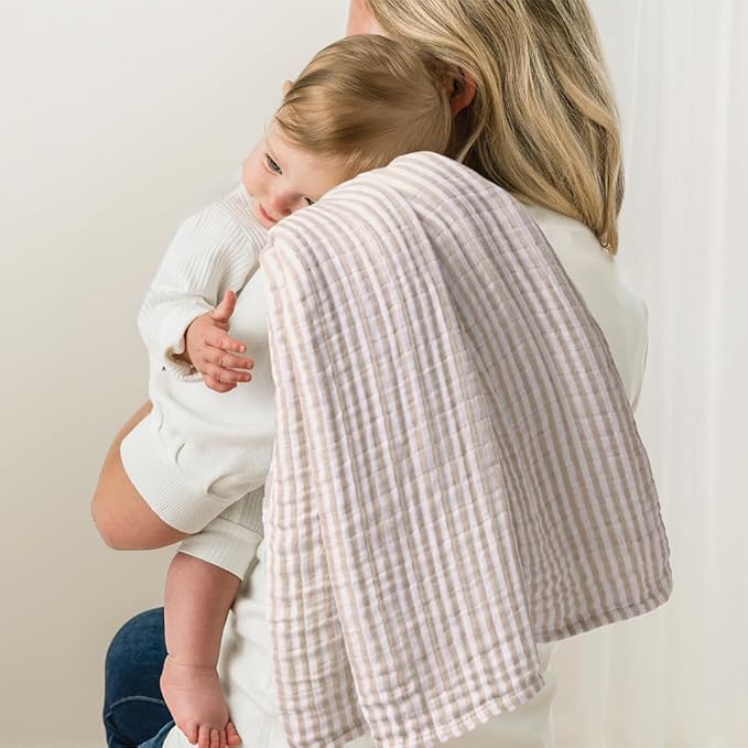 Itzy Ritzy Breastfeeding Boss Multi-Use Cover – A Nursing Cover, Swaddle, Car Seat Cover, Tummy Time Mat & Burp Cloth All in One – Made of Soft Muslin Fabric & Measures 47” x 47” (Taupe Stripe)