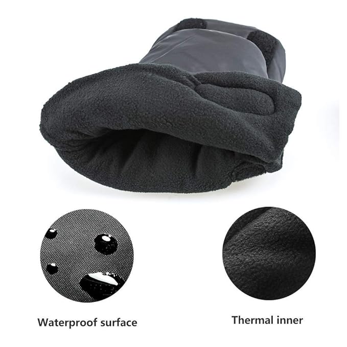 Black Waterproof Women Men Winter Stroller Gloves Hand Muff Warmers Extra Thick Anti-Freeze