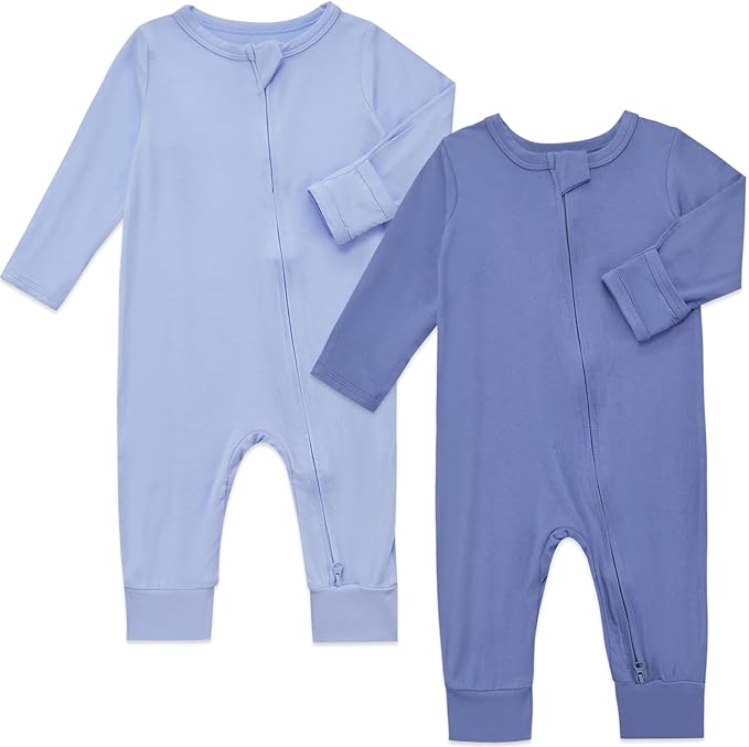 Aablexema Baby Footless Pajamas Rayon 3pcs Unisex Infant Zipper Romper with Mitten Cuffs Sleep Play PJs