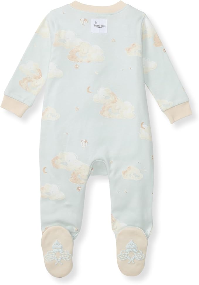 Burt's Bees Baby Baby Girls Pajamas, Zip Front Non-Slip Footed Sleeper Pjs, 100% Organic Cotton