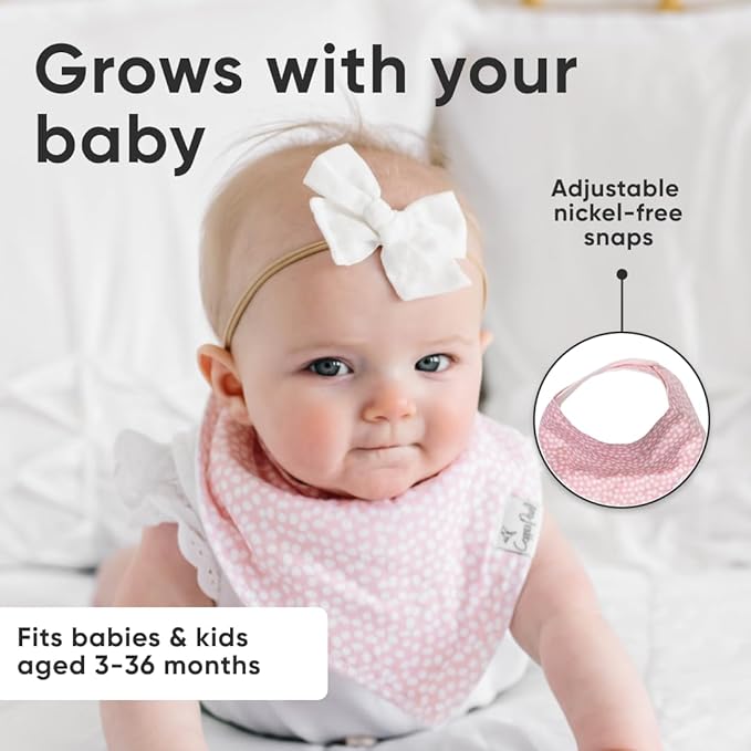 Copper Pearl 4 Pack Soft Cotton Baby Bibs for Drooling and Teething, Absorbent Drool Bibs for Baby Girl and Boy, Adjustable to Fit Newborns to Toddlers, Tons of Styles (Leilani)