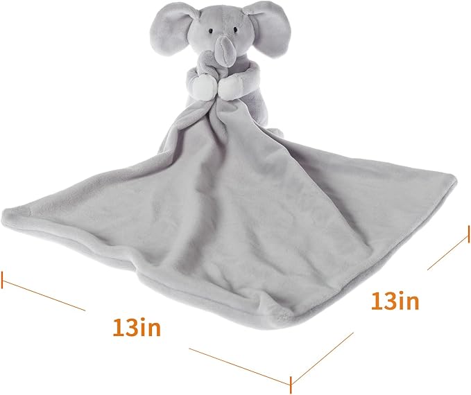 Apricot Lamb Stuffed Animals Security Blanket Gray Elephant Infant Nursery Character Blanket Luxury Snuggler Plush(Gray Elephant, 13 Inches)