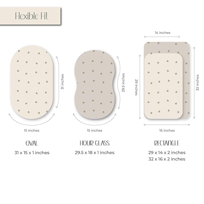 Ely’s & Co. Bassinet Sheets, Baby Boy/Girl Fitted Bassinet Mattress Sheet Set - 2 Pack, 100% Jersey Knit Cotton, fits Oval, Hourglass and Rectangle Mattress, Sage Vintage Leaf Collection, 32”x16”x3”