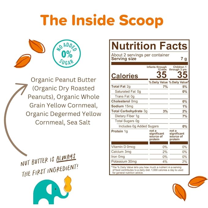 Puffworks Baby Organic Peanut Butter Puffs, Perfect for Early Peanut Introduction, Plant-Based Protein, USDA Organic, Gluten-Free, Vegan, Non-GMO, Kosher, 0.5 Ounce (Pack of 12)