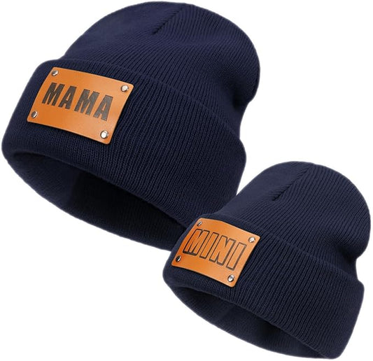 Parent-Child Beanie Hat,Mother & Baby Daughter/Son Winter Warm Knit Hat,Kids Soft Beanie Cap