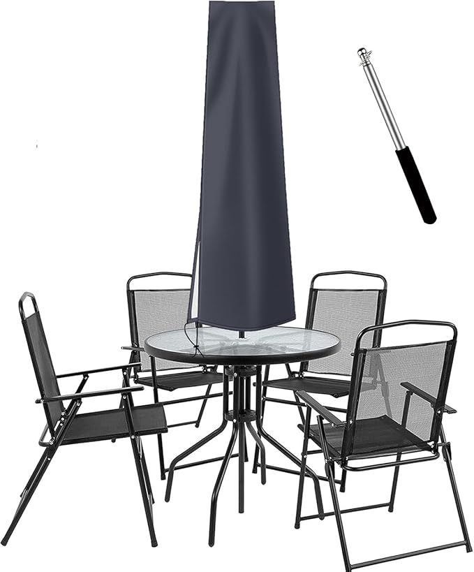OKPOW Outdoor Umbrella Cover - Small Patio Cover for 6 ft to 9 ft Table Umbrellas - Waterproof Windproof Anti-UV Garden Parasol Covers, Dark Grey