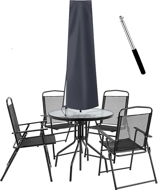 OKPOW Outdoor Umbrella Cover - Small Patio Cover for 6 ft to 9 ft Table Umbrellas - Waterproof Windproof Anti-UV Garden Parasol Covers, Dark Grey