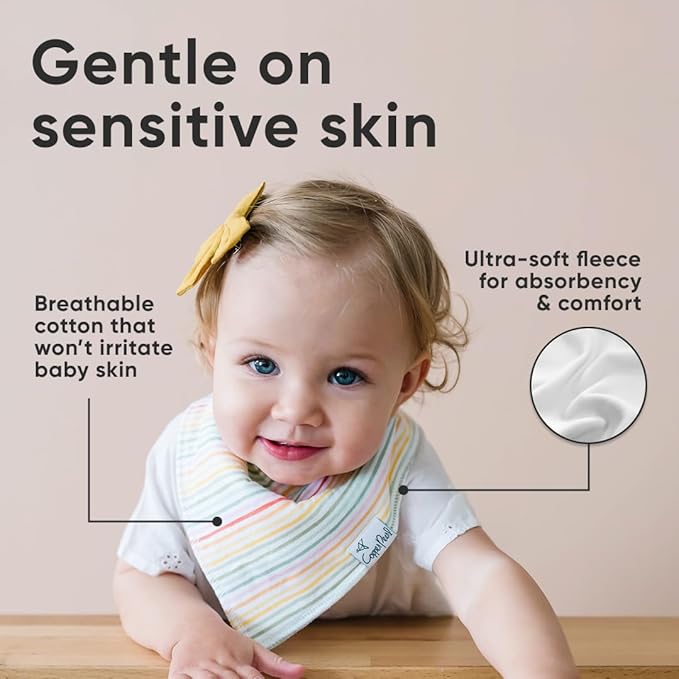 Copper Pearl 4 Pack Soft Cotton Baby Bibs for Drooling and Teething, Absorbent Drool Bibs for Baby Girl and Boy, Adjustable to Fit Newborns to Toddlers, Tons of Styles (Leilani)