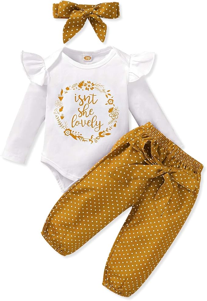 Renotemy Newborn Baby Girl Clothes Outfits Infant Romper Ruffle Floral Pants Cute Toddler Baby Girl Clothes Set