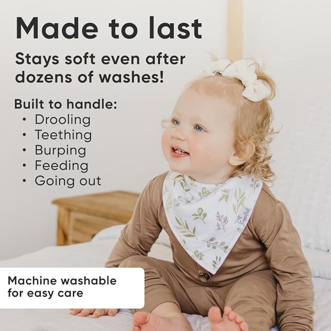 Copper Pearl 4 Pack Soft Cotton Baby Bibs for Drooling and Teething, Absorbent Drool Bibs for Baby Girl and Boy, Adjustable to Fit Newborns to Toddlers, Tons of Styles (Haven)