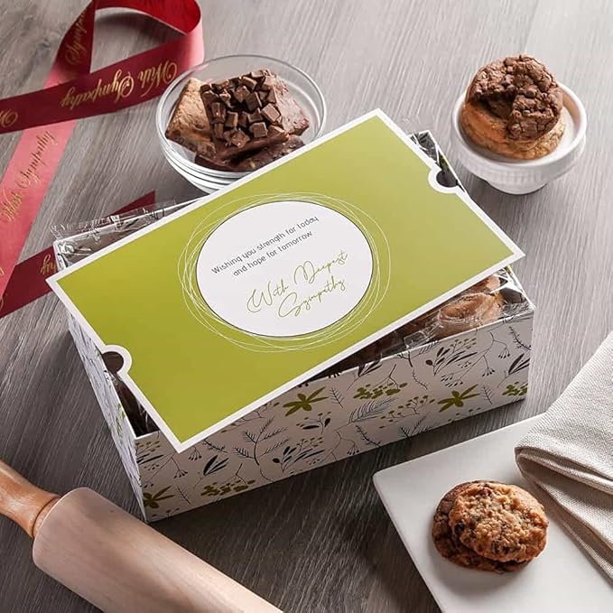Broadway Basketeers Deluxe Condolence Sympathy Gift Baskets, Fresh Baked Assorted Brownies & Cookies Gift Box, Individually Wrapped Desserts Care Package for Loss of a Loved One, Bereavement