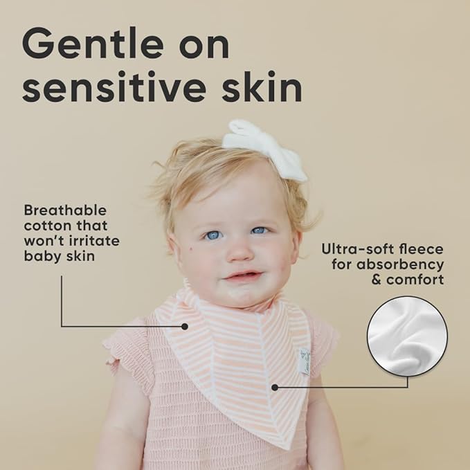 Copper Pearl 4 Pack Soft Cotton Baby Bibs for Drooling and Teething, Absorbent Drool Bibs for Baby Girl, Adjustable to Fit Newborns to Toddlers, Tons of Styles (Blush Set)