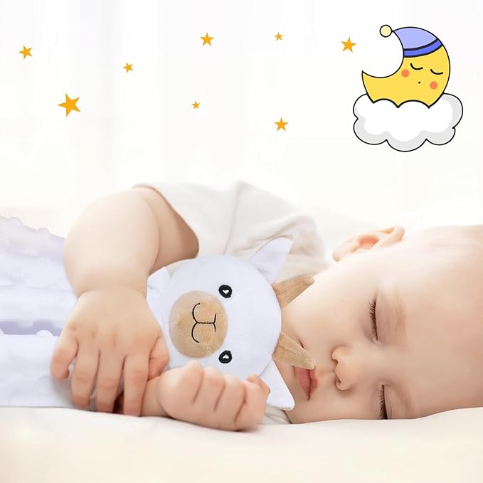 Pro Goleem Goat Loveys for Babies, Soft Security Blanket Baby Snuggle Toy Newborn Stuffed Animals Baby Gifts for Boys and Girls, 16 Inch