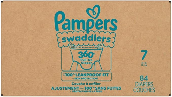 Pampers Swaddlers 360 Pull-On Diapers, Size 7, 84 Count for up to 100% Leakproof Skin Protection and Easy Changes