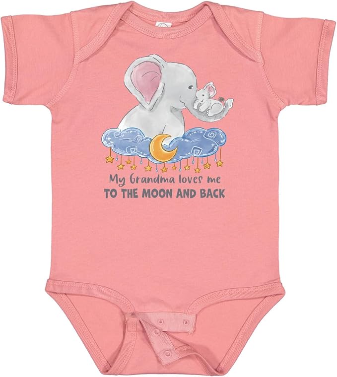 inktastic My Grandma Loves Me To the Moon and Back Elephant Family Baby Bodysuit