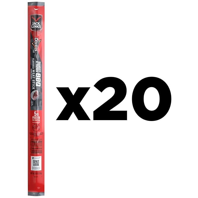 Frito Lay Jack Link's Doritos Meat Sticks, Sweet & Tangy BBQ, 0.92 oz Sticks (20 Pack)