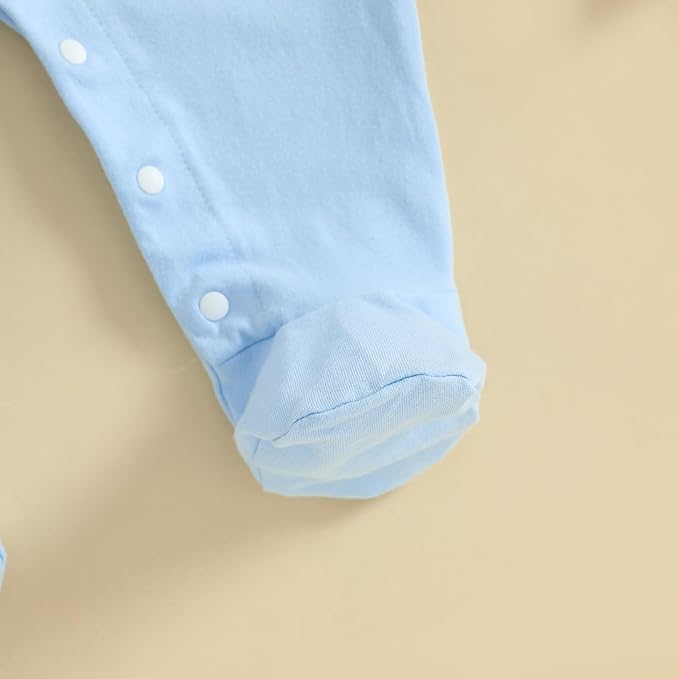 woshilaocai Baby Fall Outfit Boy Girl Plaid Embroidered Collar Romper Footie Infant Halloween Clothes