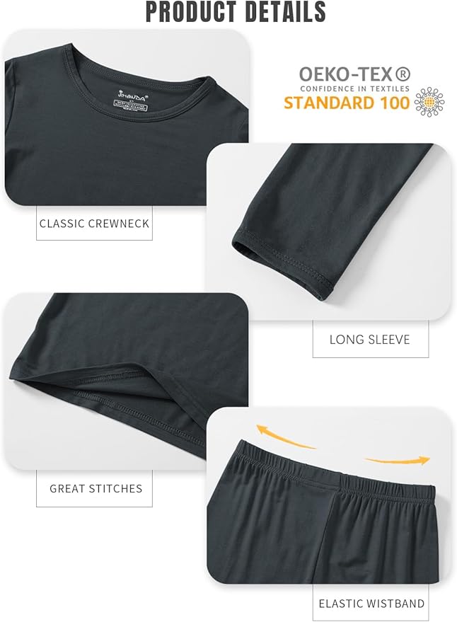 Jimonda Toddler Kids Girls Boys Pajamas Sets Soft Comfy Jammies Tencel Solid Raglan Sleepwear Pajamas Pjs 2pcs Set 18M-8Y