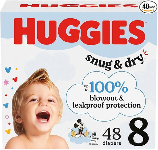 Huggies Size 8 Diapers, Snug & Dry Baby Diapers, Size 8 (46+ lbs), 48 Count, Packaging May Vary