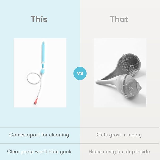 Frida Baby NoseFrida SnotSucker for Baby, Nasal Aspirator for Baby, Nose Sucker Baby Nasal Aspirator & 4 Hygiene Filters to Help Baby Breathe Easy